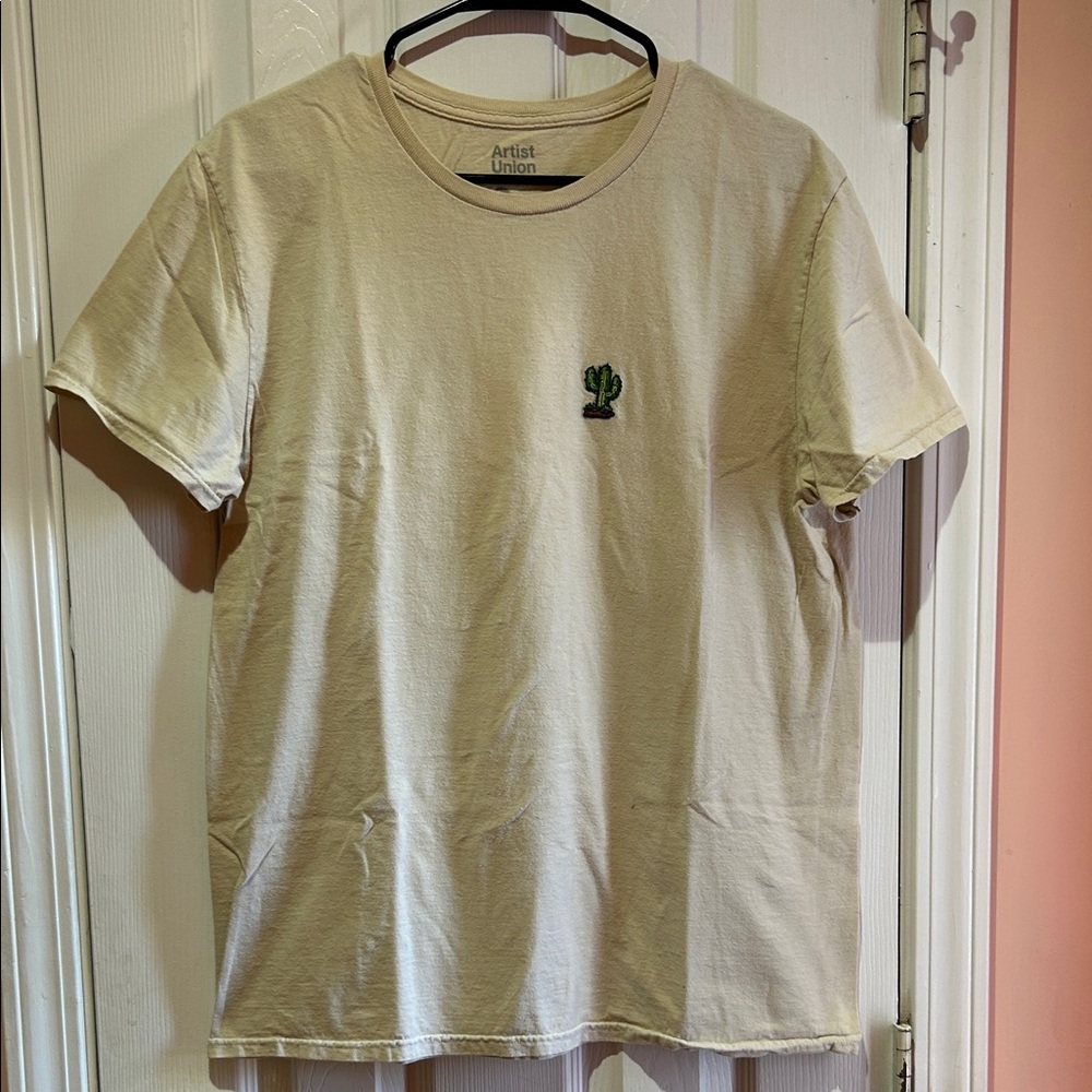 Artist Union Beige Cactus Embroidered Tee